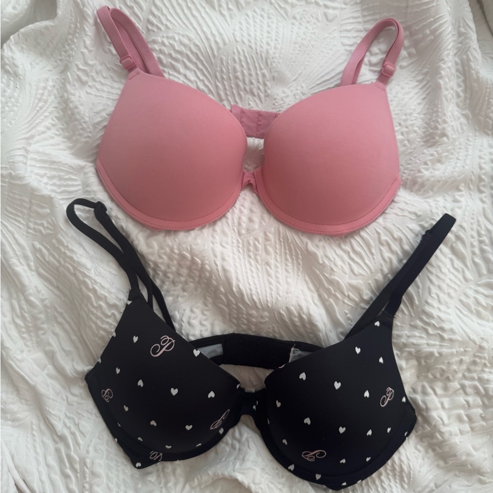 2 PINK Wear Everywhere Lightly Lined Full Coverage T-Shirt Bras 32C/34B, NEW